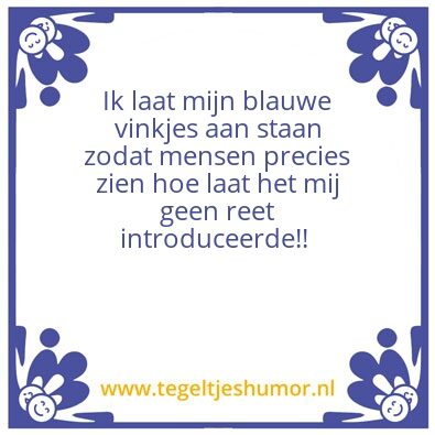 Tegeltje: Blauwe vinkjes