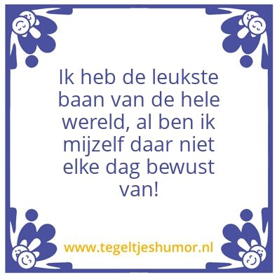 Tegeltje: Leukste baan