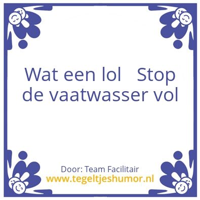 Tegeltje: Vaatwasser