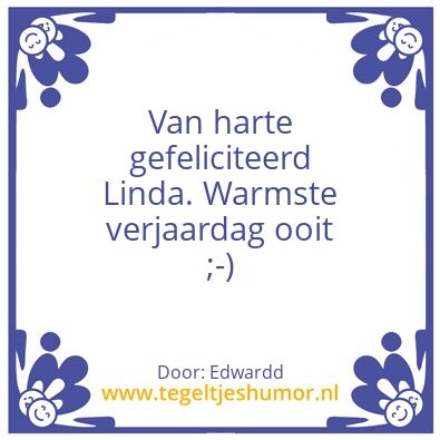 Tegeltje: Linda’s verjaardag
