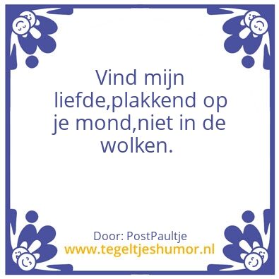 Tegeltje: Kusje op de mond