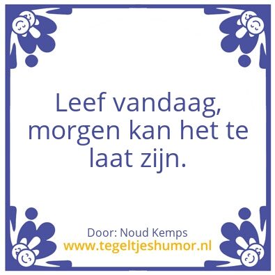 Tegeltje: Leef vandaag.