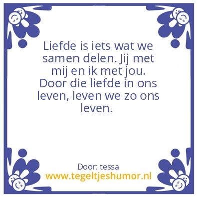 Tegeltje: liefde in ons leven