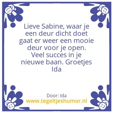 Tegeltje: afscheid