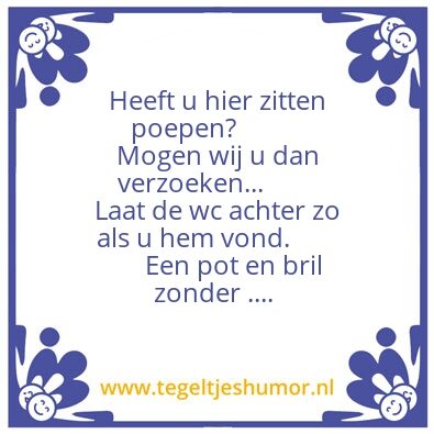 Tegeltje: Wc zonder stront