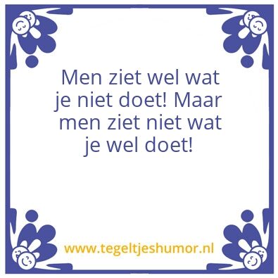 Tegeltje: Wat men ziet!