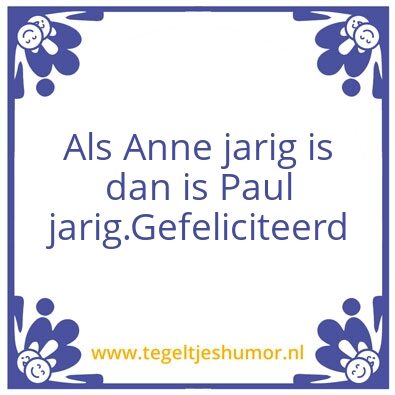Tegeltje: Jarig