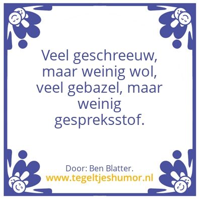 Tegeltje: Geschreeuw.
