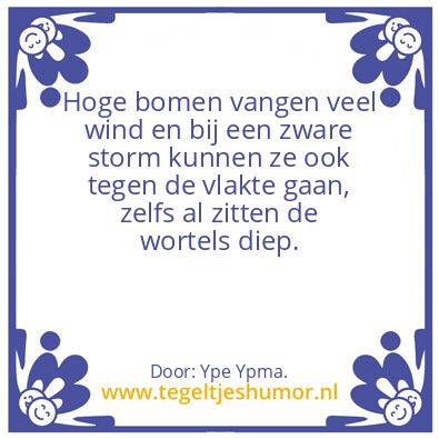 Tegeltje: Hoge bomen …