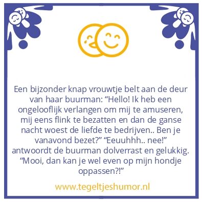 Tegeltje: Knappe buurvrouw