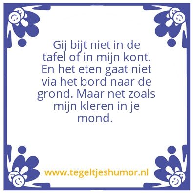 Tegeltje: Tafel manieren