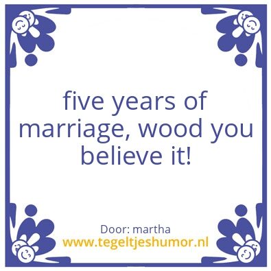 Tegeltje: houten huwelijk