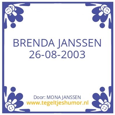 Tegeltje: BRENDA JANSSEN