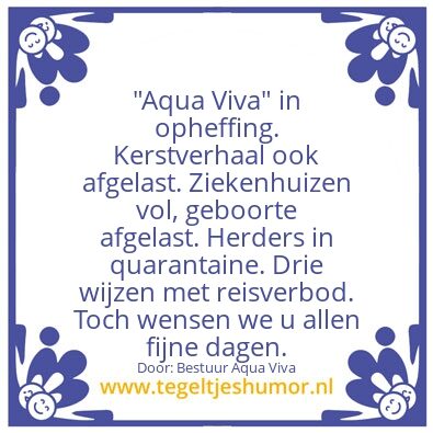 Tegeltje: Eindejaars-wens Aqua Viva