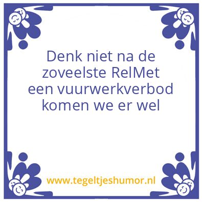 Tegeltje: Vuurwerkverbod