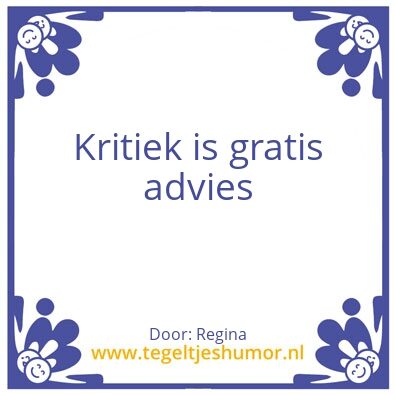 Tegeltje: Kritiek