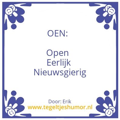 Tegeltje: OEN
