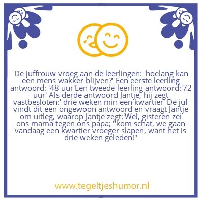 Tegeltje: wakker