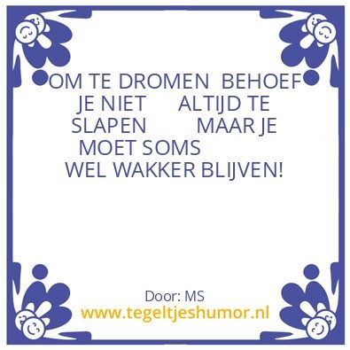 Tegeltje: D R O M E N