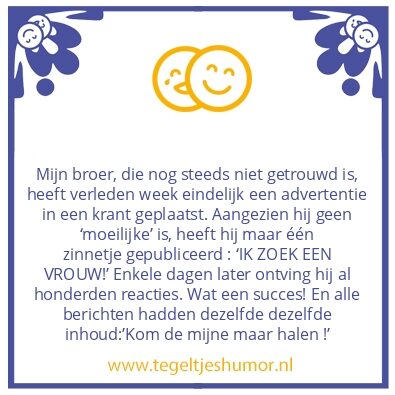 Tegeltje: Advertentie in de krant