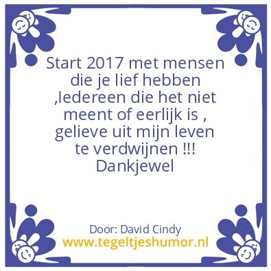 Tegeltje: Wat ik wil voor 2017