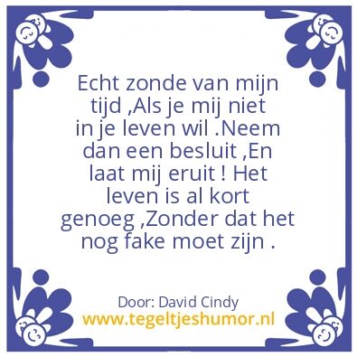 Tegeltje: Het leven is te kort !