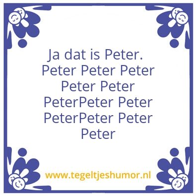 Tegeltje: P E T E R