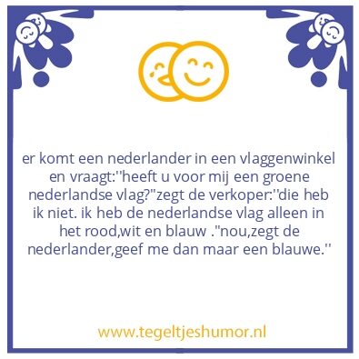 Tegeltje: nederlander wil groene vlag