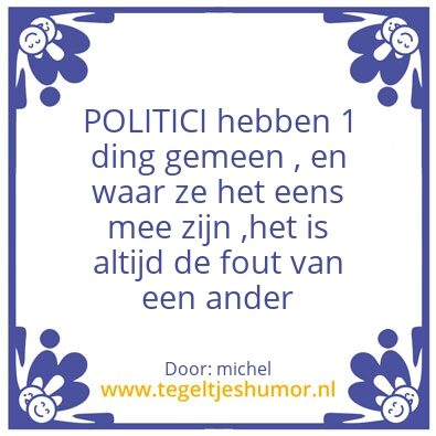 Tegeltje: een pot nat