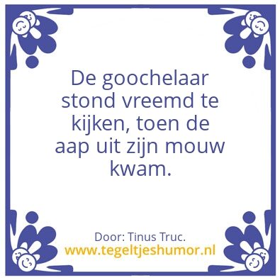 Tegeltje: De aap uit de mouw.
