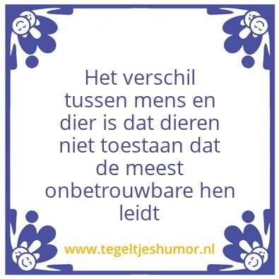 Tegeltje: mens en dier