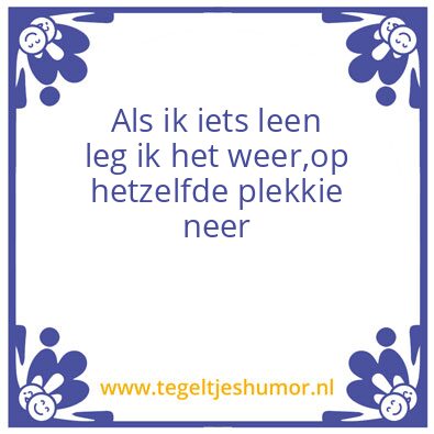Tegeltje: Spullen lenen