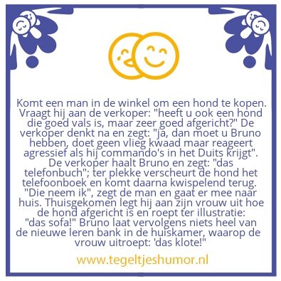 Tegeltje: Een hond die goed is afgericht