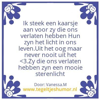 Tegeltje: kaarsje steek voor gestorven