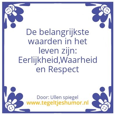 Tegeltje: levenswaarden