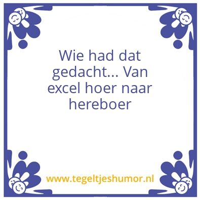 Tegeltje: Excel hoer