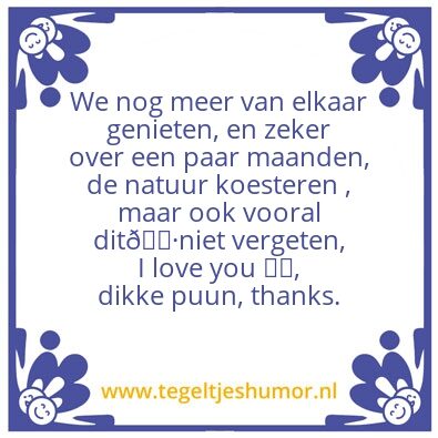Tegeltje: Hans is thuis.
