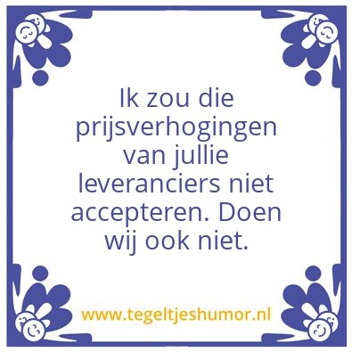 Tegeltje: Prijsverhoging