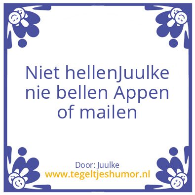 Tegeltje: Niet bellen