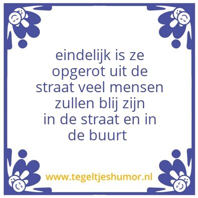 Tegeltje: de buurtstoker is weg