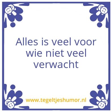 Tegeltje: Alles is veel