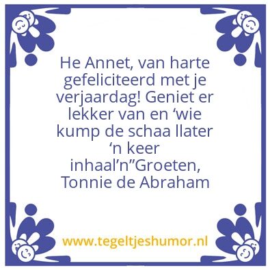 Tegeltje: Jihaaahhh Annet is harig