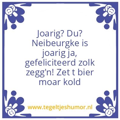 Tegeltje: jarig