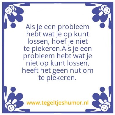 Tegeltje: piekeren