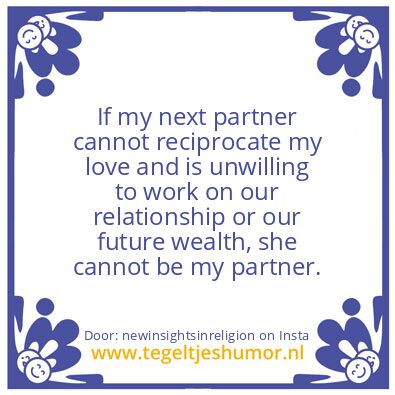 Tegeltje: “my next partner”