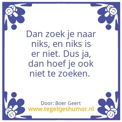 Tegeltje: Niks is er niet