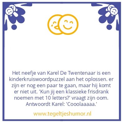 Tegeltje: Kruiswoordpuzzel