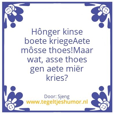 Tegeltje: HÃ´nger kinse boete kriege