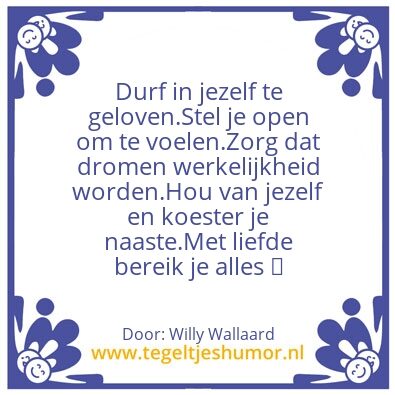 Tegeltje: Geef nooit opðŸŒ¸