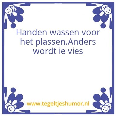 Tegeltje: handen wassen